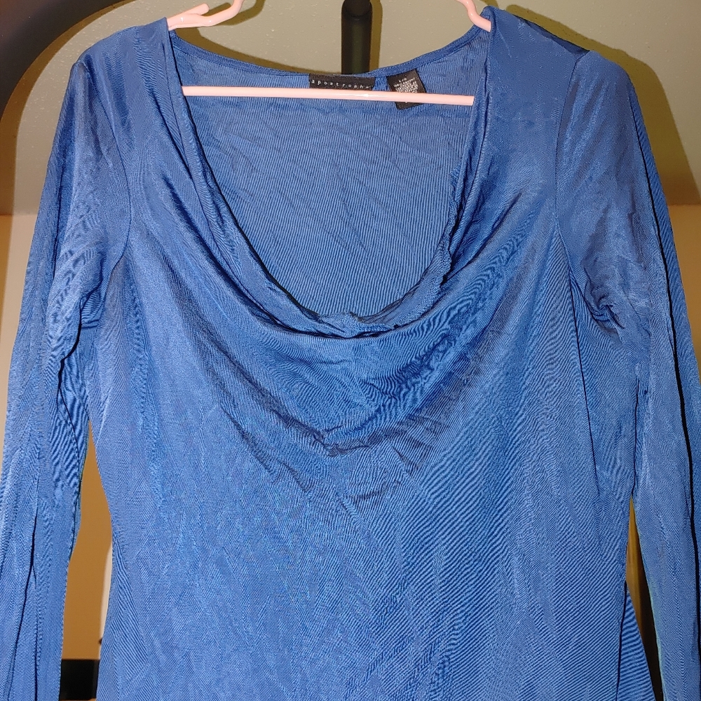 Swoop-Neck Blue Shirt